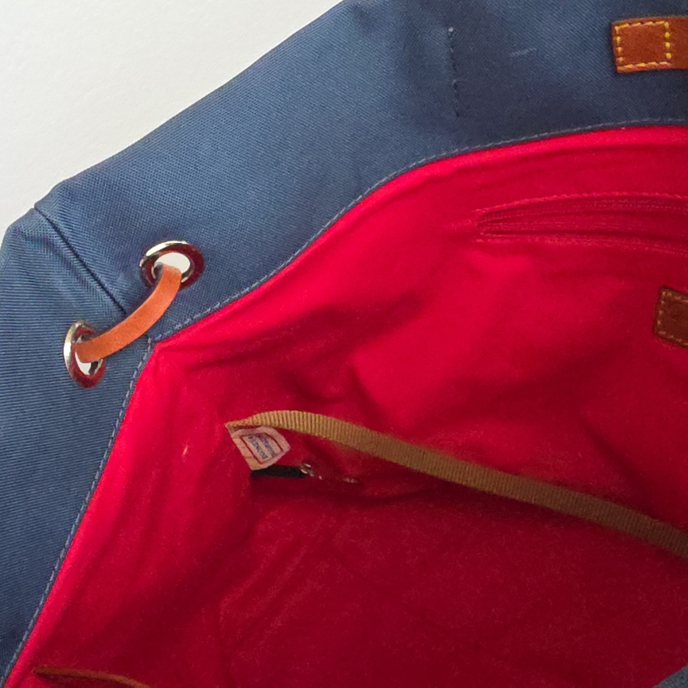 Dooney & Bourke Nylon Navy Tote Bag with Brown Leather - Picture 6 of 9